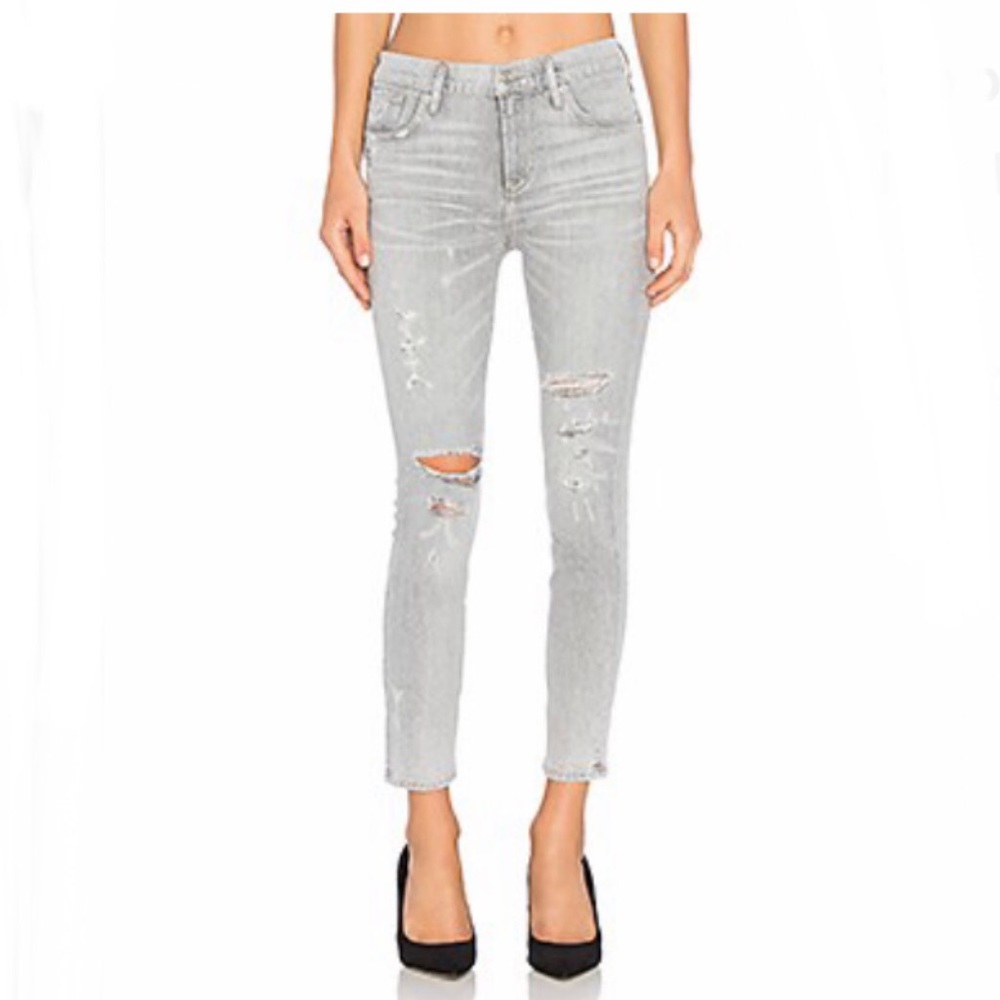 AGOLDE Sophie High Rise Skinny Crop Jeans Portland Faded Light Gray Size 26 NWT